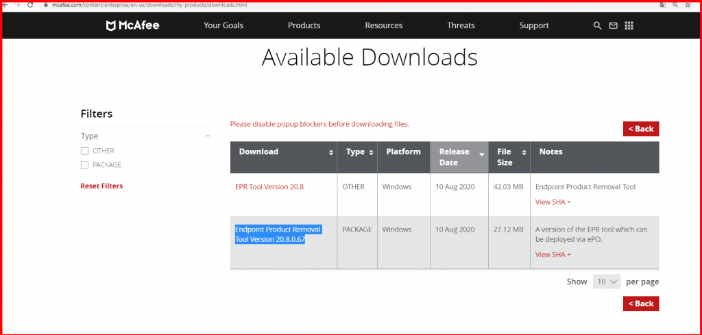 mcafee endpoint product removal tool download 2021