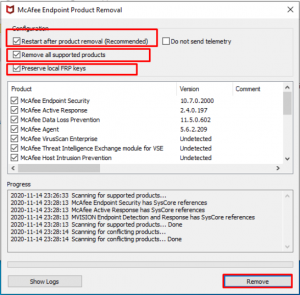 mcafee endpoint product removal tool download