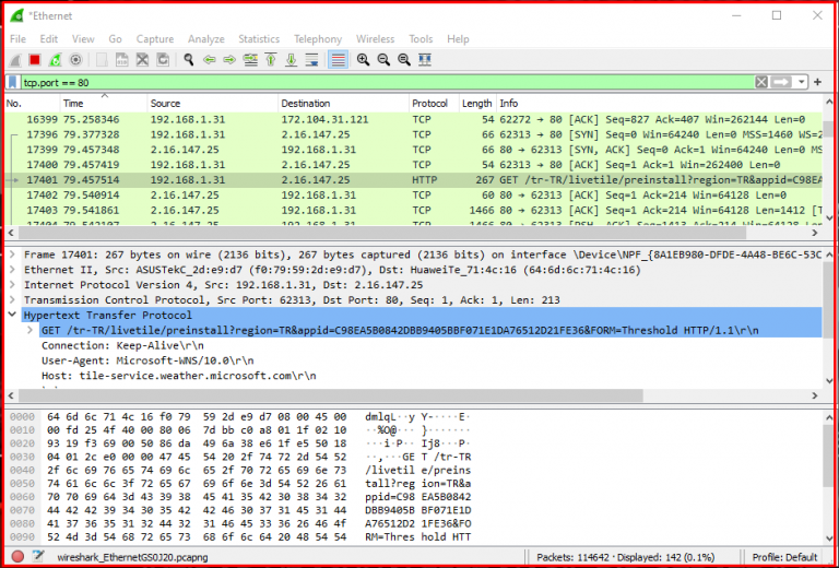 use wireshark to view network traffic